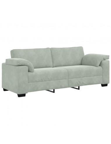 Divano a 3 Posti Grigio Chiaro 178 cm in Velluto