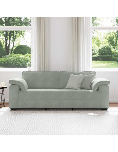 Divano a 3 Posti Grigio Chiaro 178 cm in Velluto