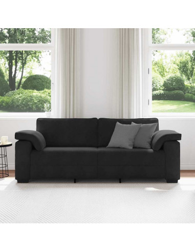 Divano a 3 Posti Nero 178 cm in Velluto