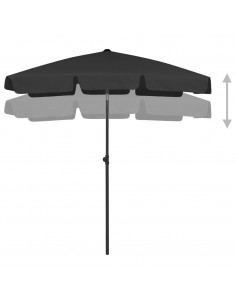 Ombrellone da Spiaggia Nero 180x120 cm 2