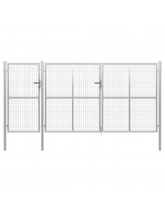 Cancello per Giardino in Acciaio 400x150 cm Argento