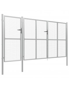 Cancello per Giardino in Acciaio 400x150 cm Argento 2