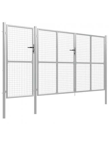 Cancello per Giardino in Acciaio 400x150 cm Argento