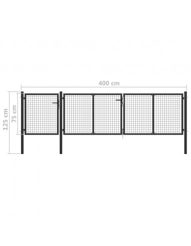 Cancello per Giardino in Acciaio 400x75 cm Antracite