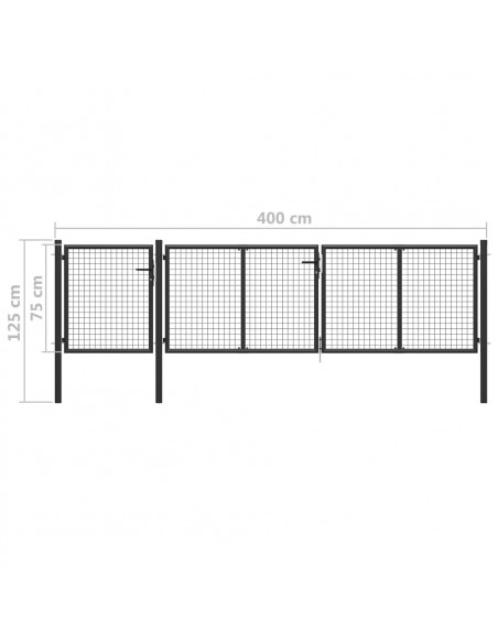 Cancello per Giardino in Acciaio 400x75 cm Antracite