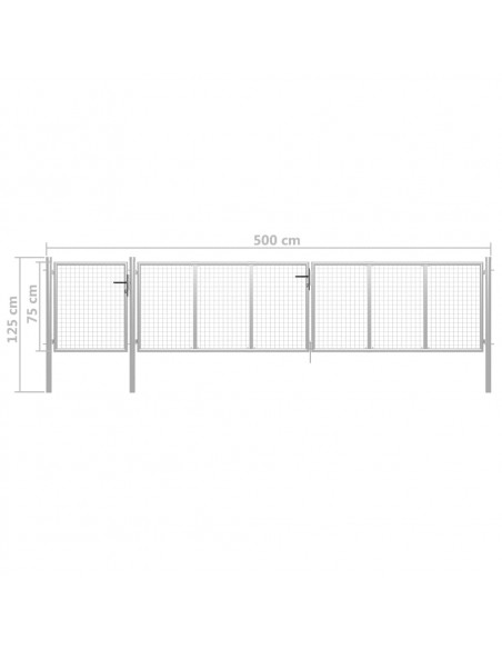 Cancello per Giardino in Acciaio 500x75 cm Argento