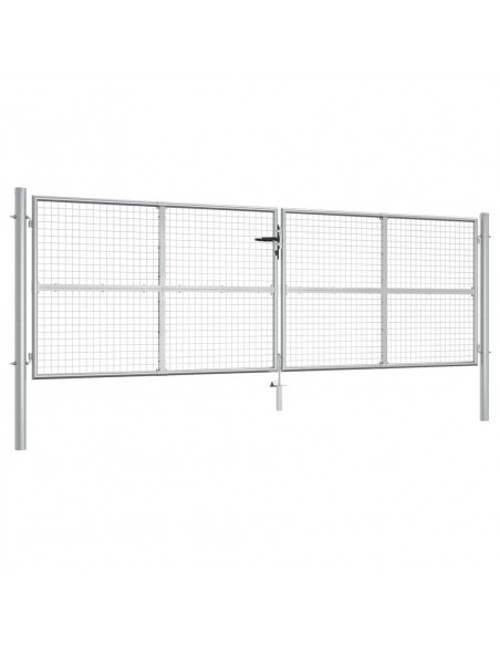 Cancello per Giardino in Acciaio Zincato 415x175cm Argento