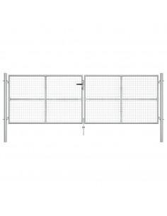 Cancello per Giardino in Acciaio Zincato 415x175cm Argento 2