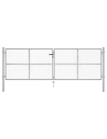 Cancello per Giardino in Acciaio Zincato 415x175cm Argento