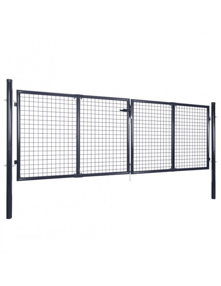 Cancello per Giardino Rete in Acciaio Zincato 289x125 cm Grigio