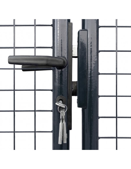 Cancello per Giardino Rete in Acciaio Zincato 289x125 cm Grigio