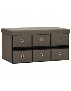 Cassapanca Pieghevole Marrone 76x38x38 cm in Simil Lino