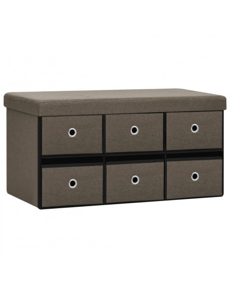 Cassapanca Pieghevole Marrone 76x38x38 cm in Simil Lino