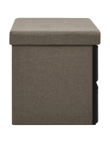 Cassapanca Pieghevole Marrone 76x38x38 cm in Simil Lino