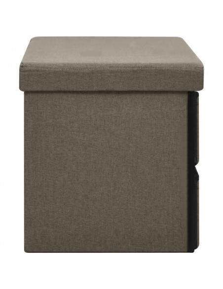 Cassapanca Pieghevole Marrone 76x38x38 cm in Simil Lino
