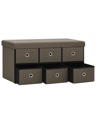 Cassapanca Pieghevole Marrone 76x38x38 cm in Simil Lino