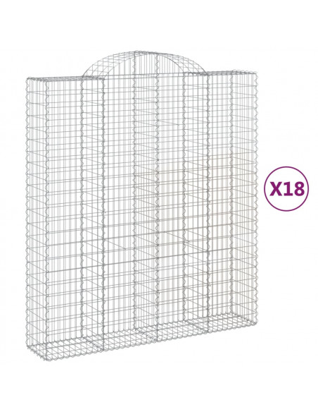 Cesti Gabbioni ad Arco 18 pz 200x50x220/240 cm Ferro Zincato