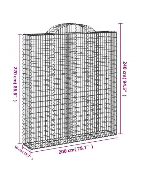 Cesti Gabbioni ad Arco 18 pz 200x50x220/240 cm Ferro Zincato