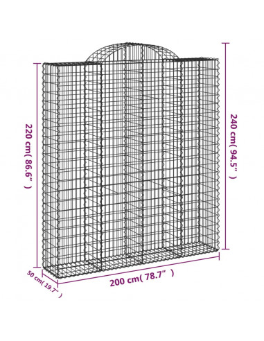 Cesti Gabbioni ad Arco 20 pz 200x50x220/240 cm Ferro Zincato