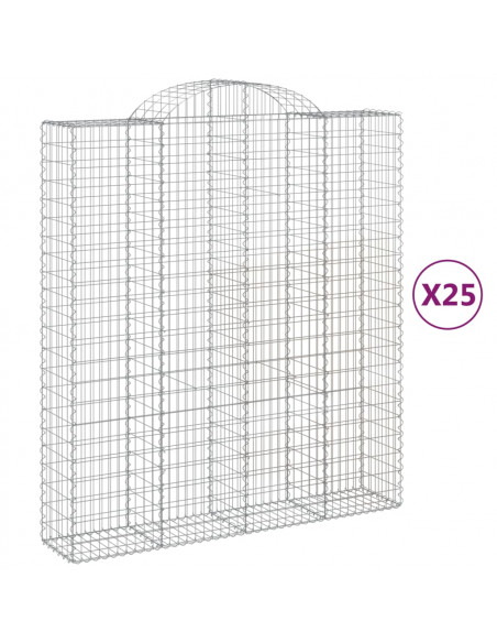 Cesti Gabbioni ad Arco 25 pz 200x50x220/240 cm Ferro Zincato