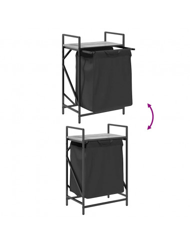 Cesto della Biancheria 1 Scomparto con Ripiano Grigio Sonoma