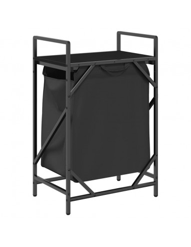 Cesto della Biancheria 1 Scomparto con Ripiano Rovere Nero