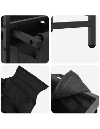 Cesto della Biancheria 1 Scomparto con Ripiano Rovere Nero