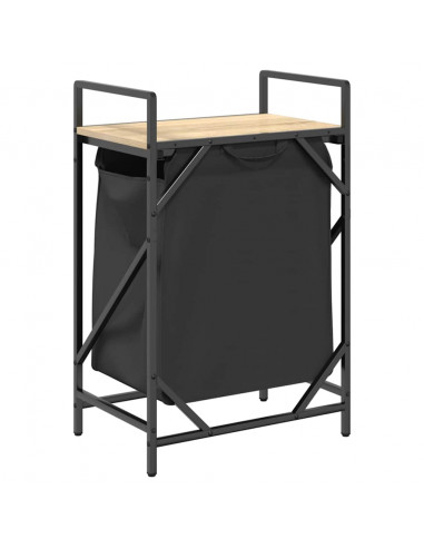 Cesto della Biancheria 1 Scomparto con Ripiano Sonoma Rovere