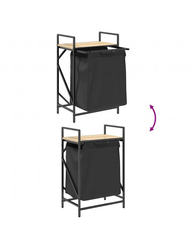 Cesto della Biancheria 1 Scomparto con Ripiano Sonoma Rovere