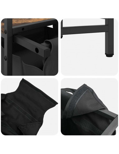 Cesto della Biancheria 2 Scomparti con Ripiani Rovere Fumo