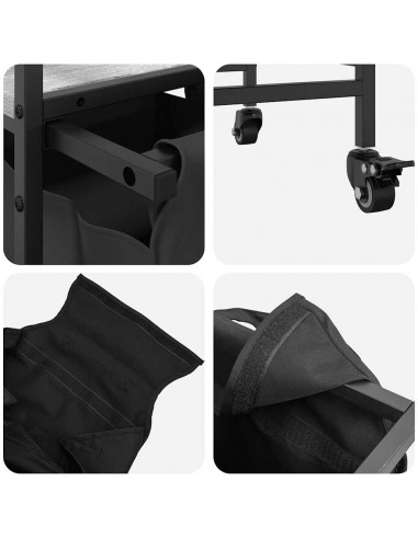 Cesto della Biancheria 2 Scomparti con Ruote Grigio Sonoma