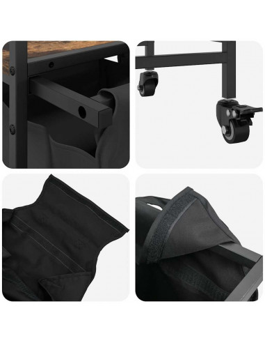 Cesto della Biancheria 3 Scomparti con Ruote Rovere Fumo