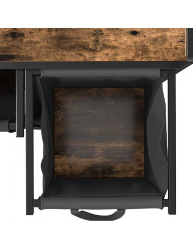 Cesto della Biancheria 3 Scomparti con Ruote Rovere Fumo