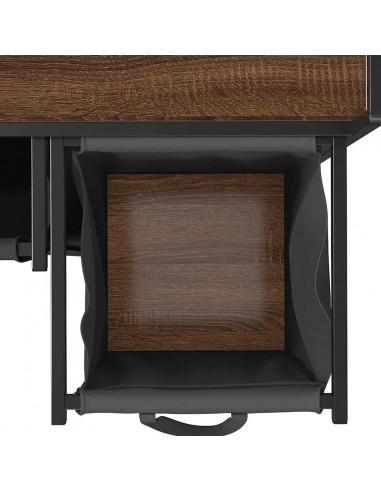 Cesto della Biancheria 3 Scomparti con Ruote Rovere Marrone