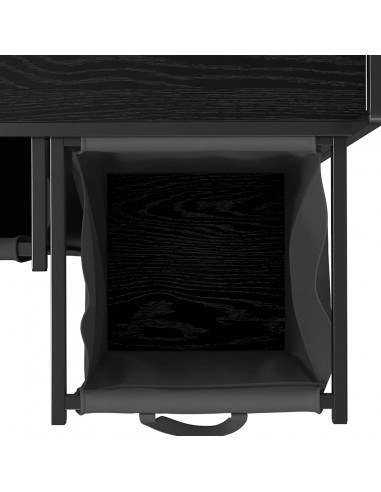 Cesto della Biancheria 3 Scomparti con Ruote Rovere Nero