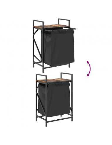 Cesto per la Biancheria 1 Scomparto con Ripiano Rovere Fumo