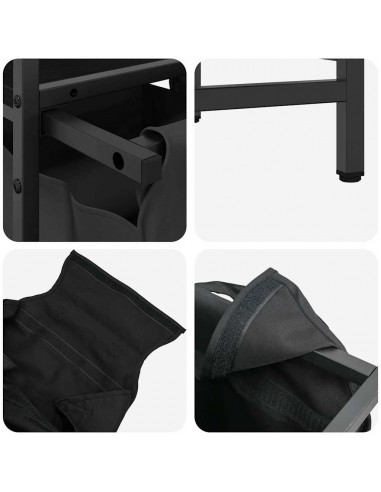 Cesto per la Biancheria 2 Scomparti con Ripiano Rovere Nero