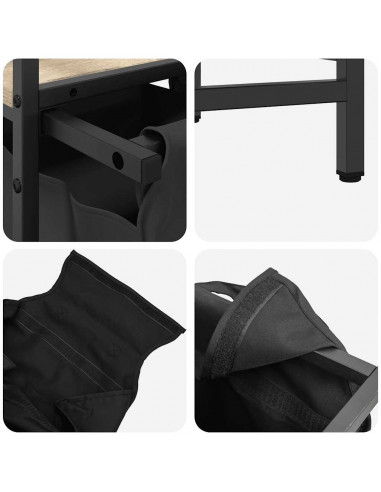 Cesto per la Biancheria 2 Scomparti con Ripiano Rovere Sonoma