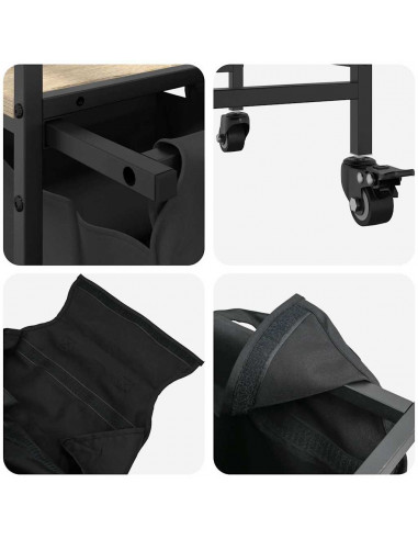 Cesto per la Biancheria 3 Scomparti con Ruote Rovere Sonoma