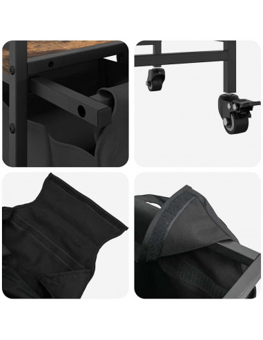 Cesto Portabiancheria 2 Scomparti con Ruote Rovere Fumo