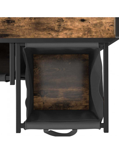 Cesto Portabiancheria 2 Scomparti con Ruote Rovere Fumo