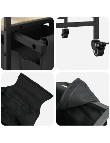 Cesto Portabiancheria 2 Scomparti con Ruote Rovere Sonoma