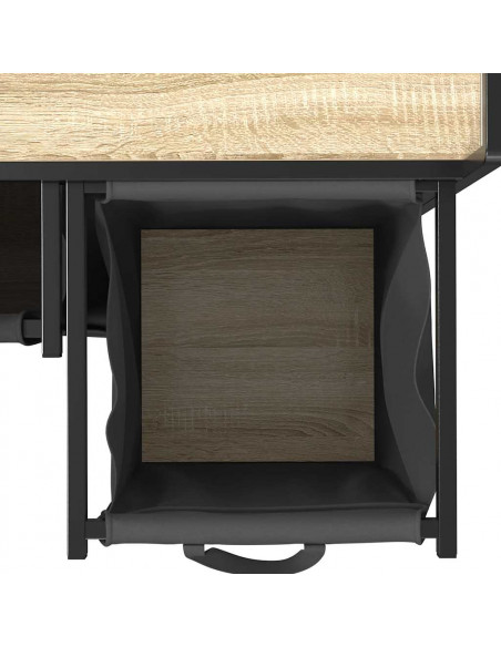 Cesto Portabiancheria 2 Scomparti con Ruote Rovere Sonoma