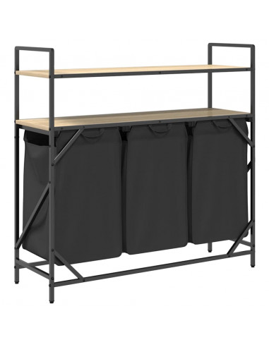 Cesto Portabiancheria 3 Scomparti con Ripiani Rovere Sonoma