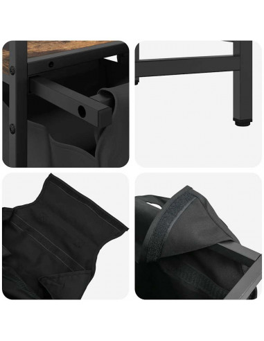 Cesto Portabiancheria 3 Scomparti con Ripiano Rovere Fumo