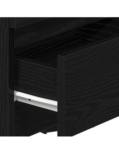 Comodino con 2 Cassetti Nero 40x33x60 cm