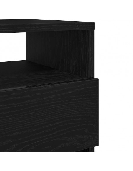 Comodino con 2 Cassetti Nero 40x33x60 cm