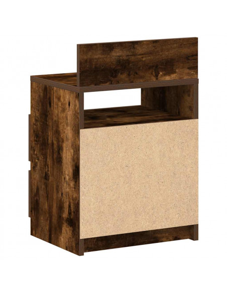 Comodino con 2 Cassetti Rovere Fumo 40x33x60 cm