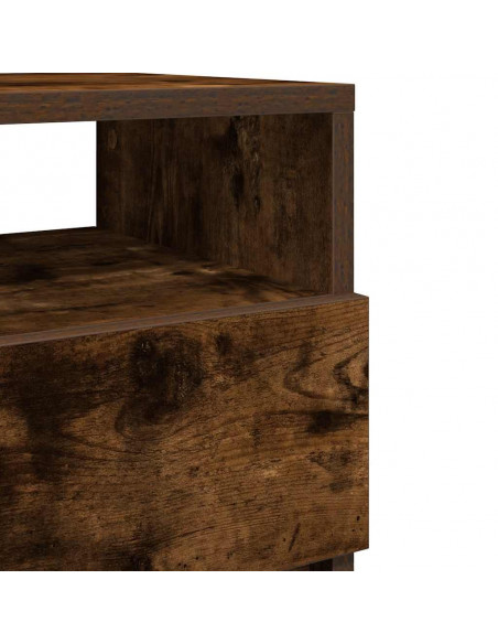 Comodino con 2 Cassetti Rovere Fumo 40x33x60 cm