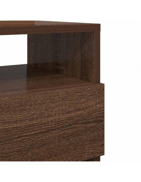 Comodino con 2 Cassetti Rovere Marrone 40x33x60 cm